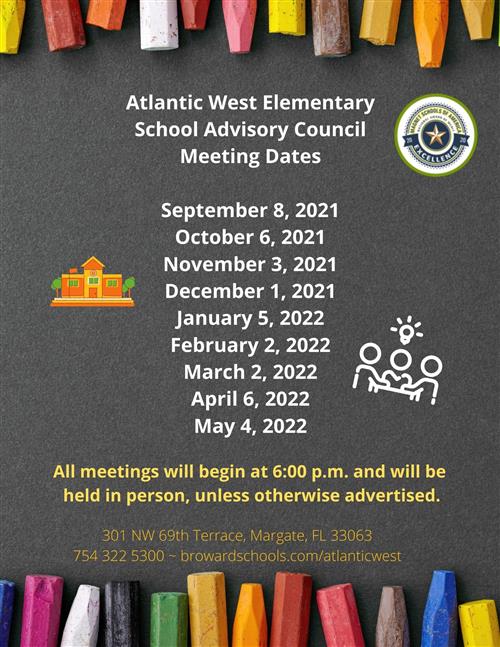 SAC dates for the 21-22 school year.